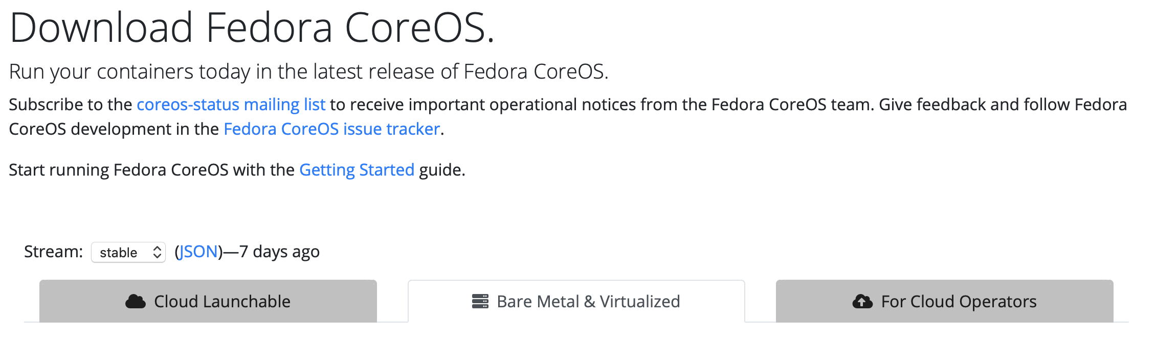 FCOS Download Page